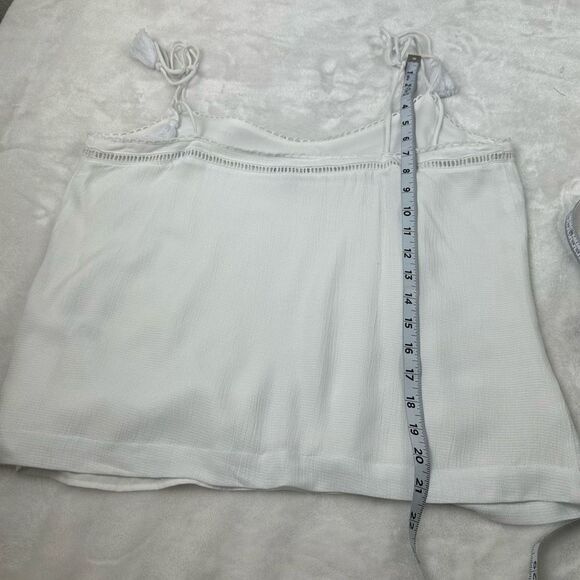 Vince Camuto Women's Size M‎ Tie Tassle Camisole Tank Top Ivory White With Lace - Picture 8 of 8